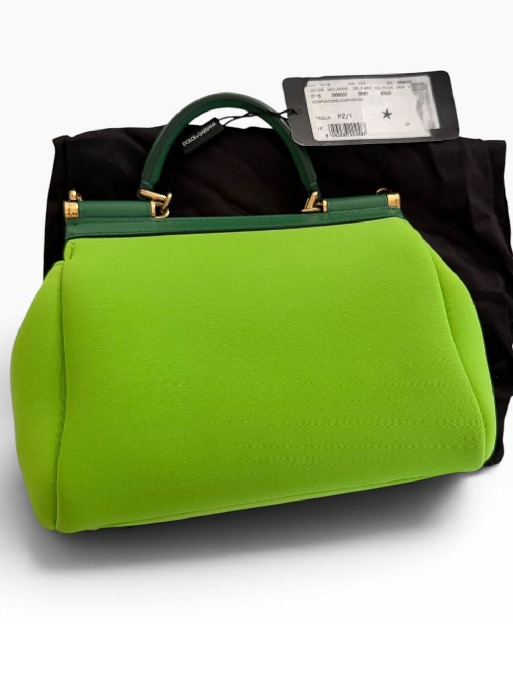 Dolce & Gabbana Neon Green Small Sicily Top-Handle Satchel w/ green leader Trim - Picture 6 of 8